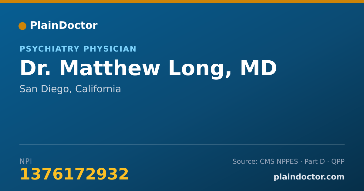 Shareable card for Matthew Long, MD - Military Health Care Provider, San Diego, CA