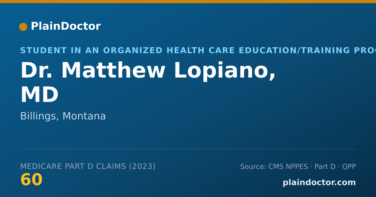 Shareable card for Matthew Lopiano, MD - Student in an Organized Health Care Education/Training Program, Billings, MT