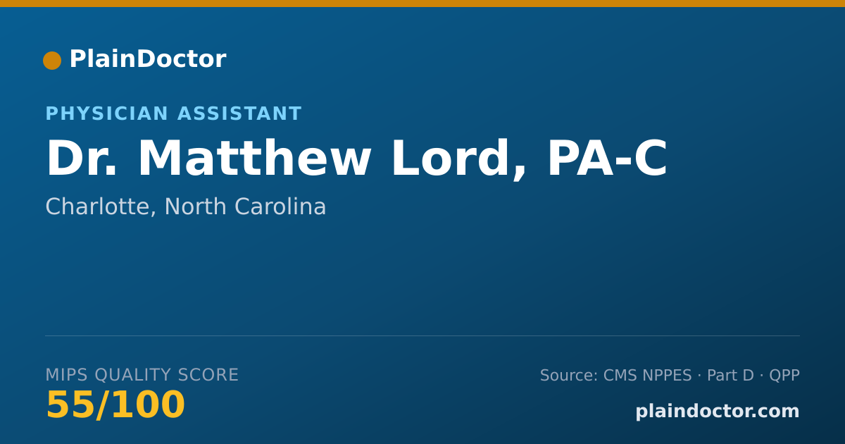 Shareable card for Matthew Lord, PA-C - Physician Assistant, Charlotte, NC
