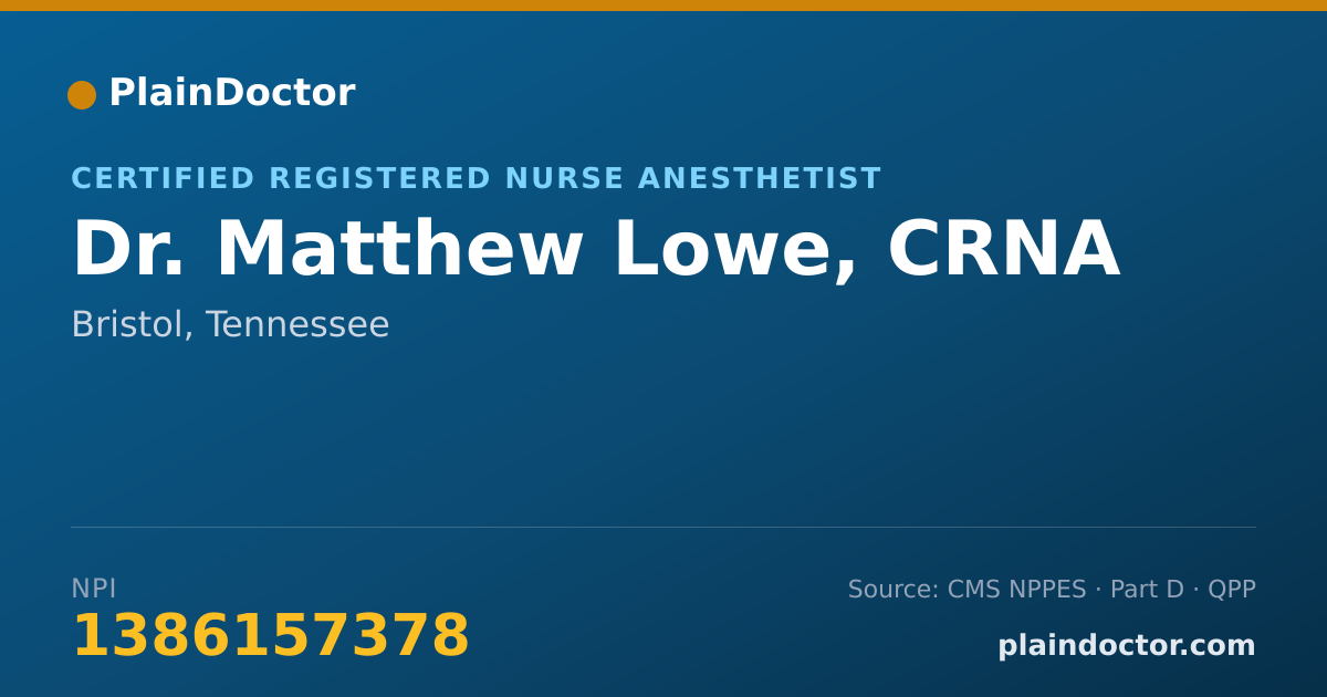 Shareable card for Matthew Lowe, CRNA - Certified Registered Nurse Anesthetist, Bristol, TN