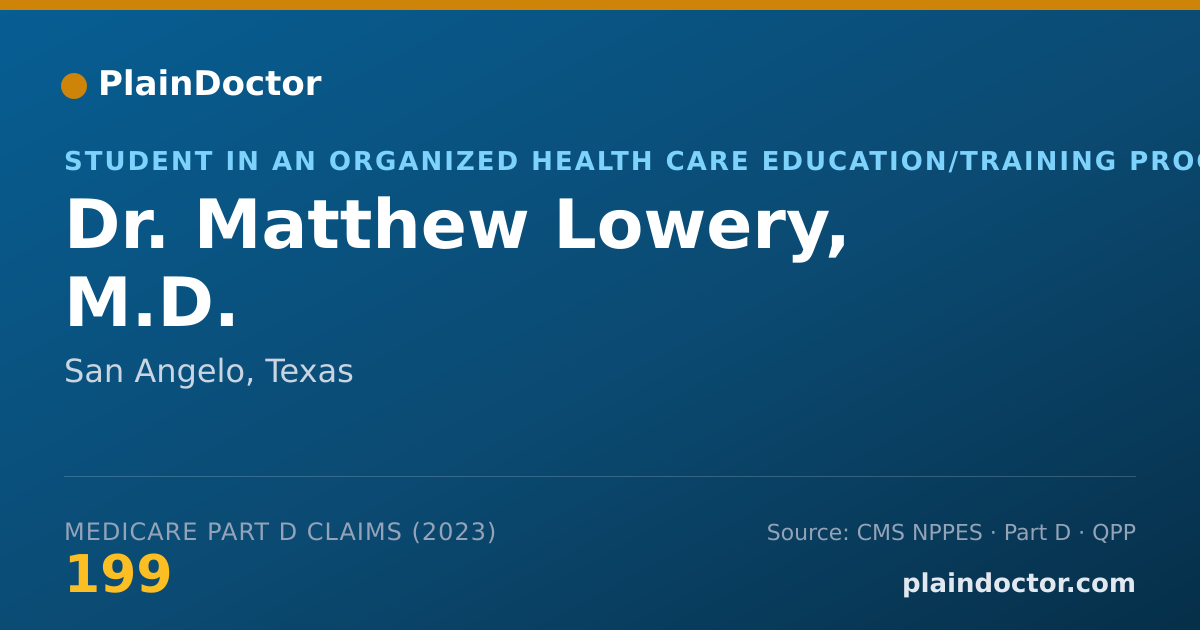 Shareable card for Matthew Lowery, M.D. - Student in an Organized Health Care Education/Training Program, San Angelo, TX