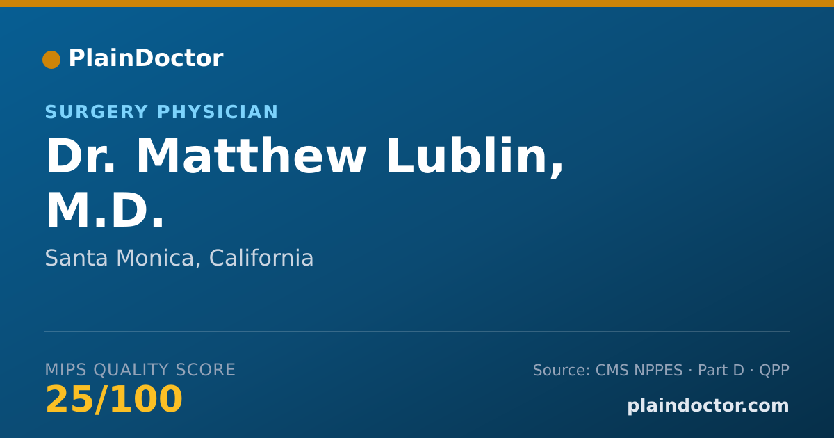 Shareable card for Matthew Lublin, M.D. - Surgery Physician, Santa Monica, CA