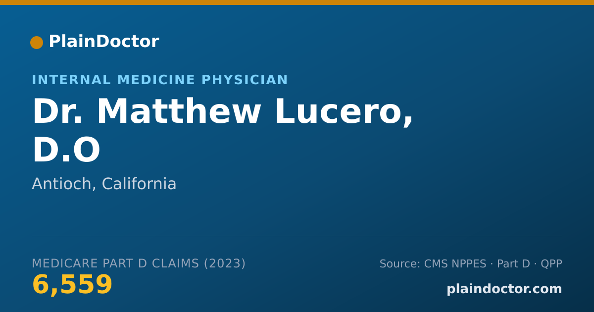 Shareable card for Matthew Lucero, D.O - Internal Medicine Physician, Antioch, CA