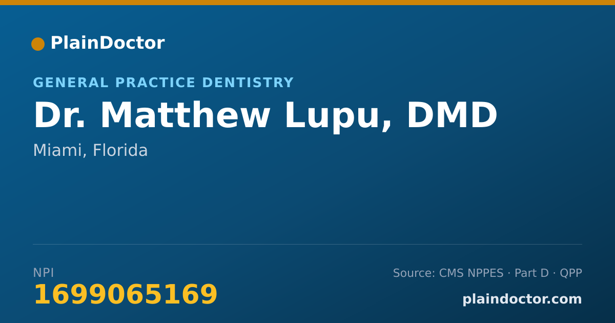 Shareable card for Matthew Lupu, DMD - General Practice Dentistry, Miami, FL