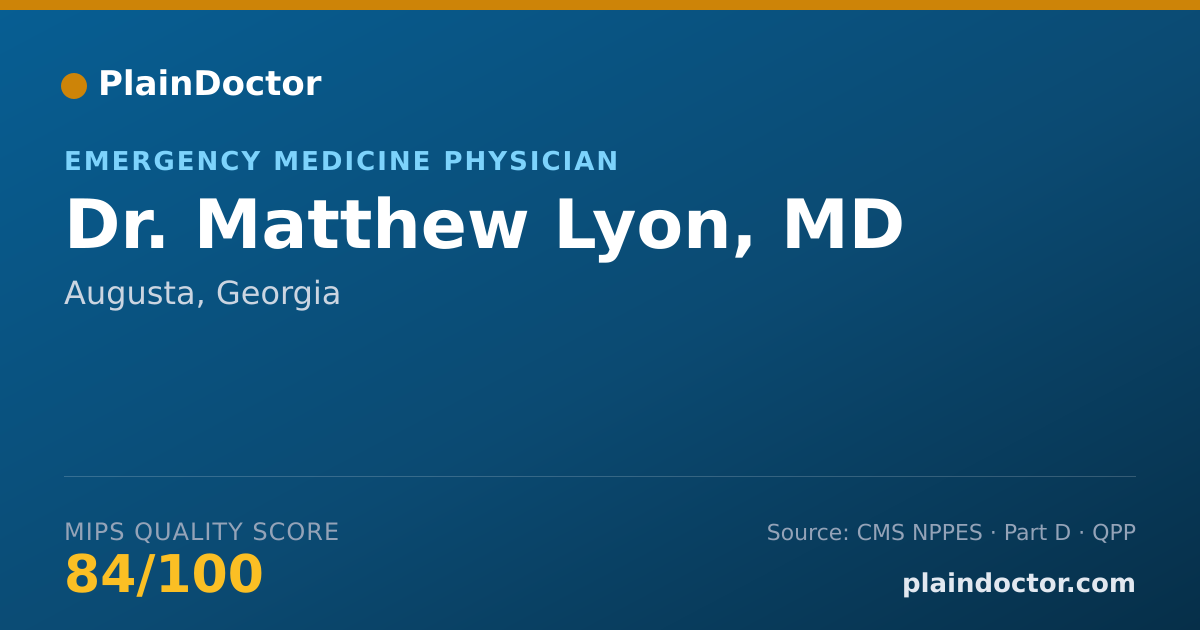 Shareable card for Matthew Lyon, MD - Emergency Medicine Physician, Augusta, GA