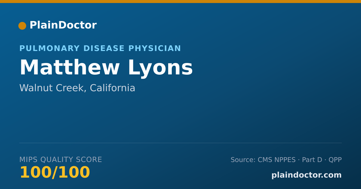 Shareable card for Matthew Lyons - Critical Care Medicine (Internal Medicine) Physician, Walnut Creek, CA