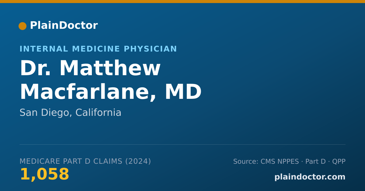 Shareable card for Matthew Macfarlane, MD - Internal Medicine Physician, San Diego, CA