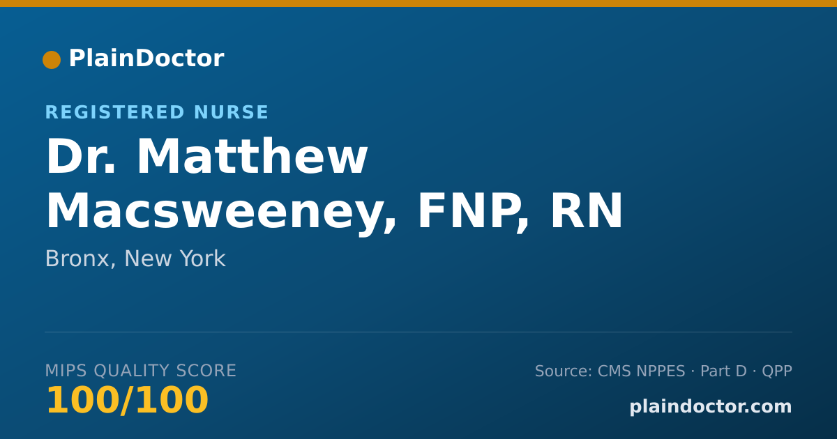 Shareable card for Matthew Macsweeney, FNP, RN - Registered Nurse, Bronx, NY
