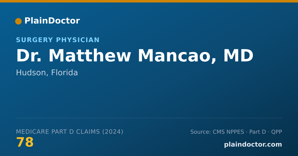 Shareable card for Matthew Mancao, MD - Surgery Physician, Hudson, FL