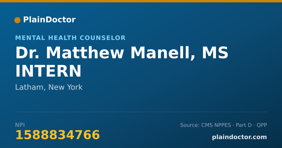 Shareable card for Matthew Manell, MS INTERN - Mental Health Counselor, Latham, NY