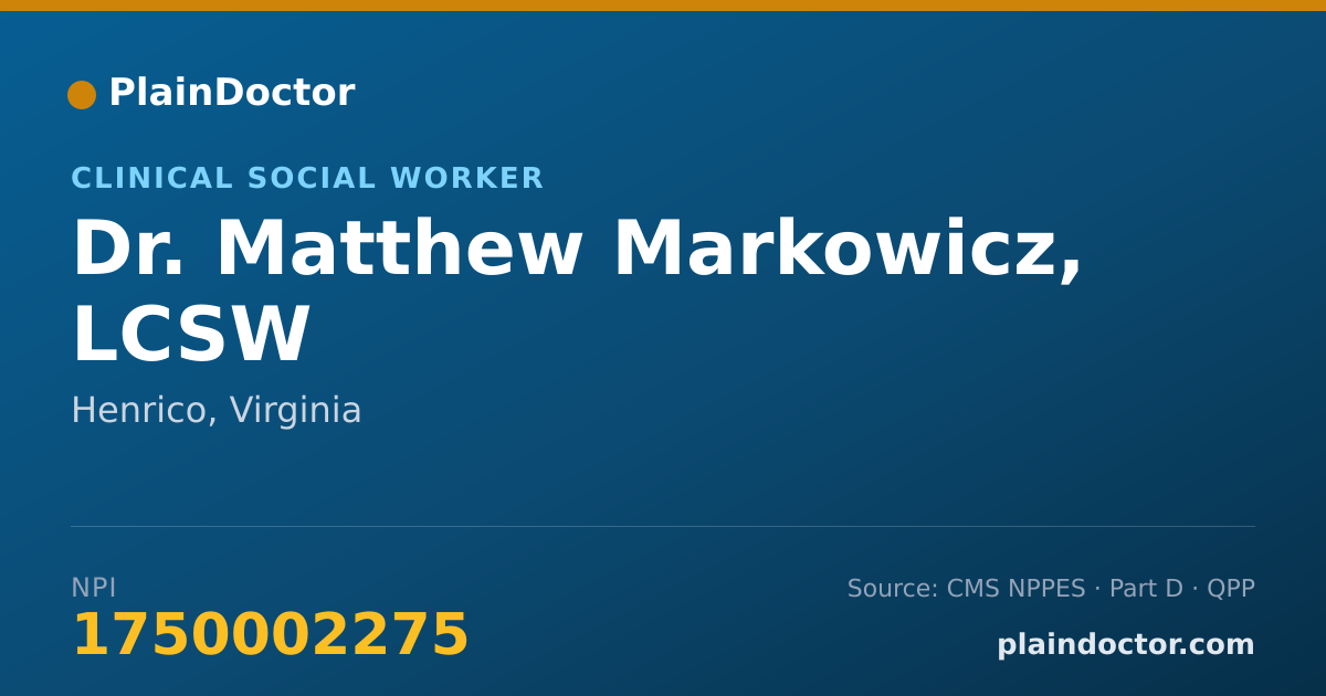 Shareable card for Matthew Markowicz, LCSW - Clinical Social Worker, Henrico, VA