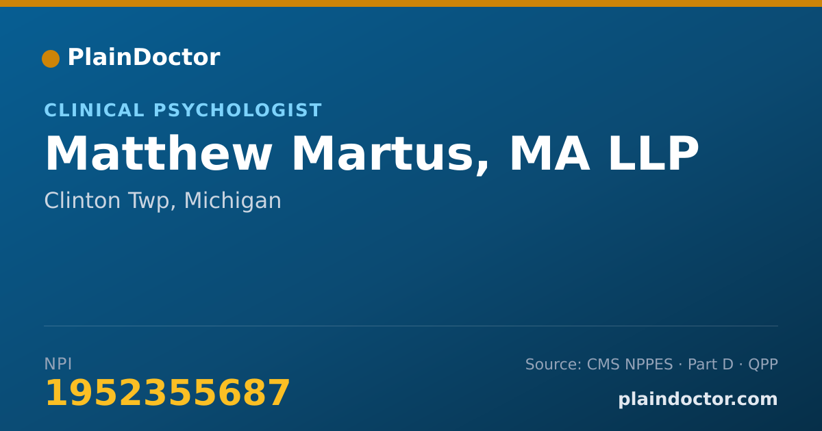 Shareable card for Matthew Martus, MA LLP - Clinical Psychologist, Clinton Twp, MI