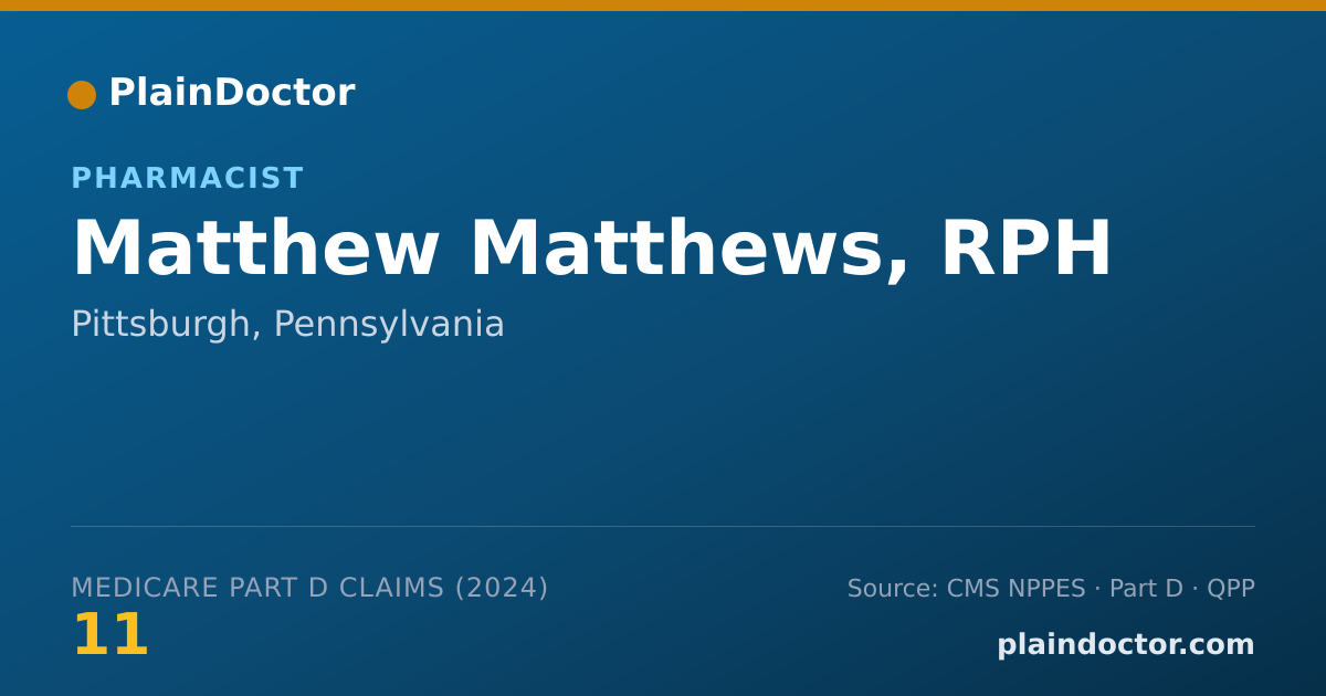 Shareable card for Matthew Matthews, RPH - Pharmacist, Pittsburgh, PA