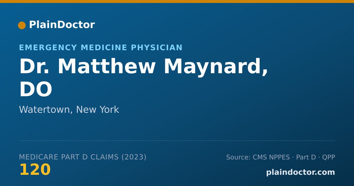 Shareable card for Matthew Maynard, DO - Emergency Medicine Physician, Watertown, NY