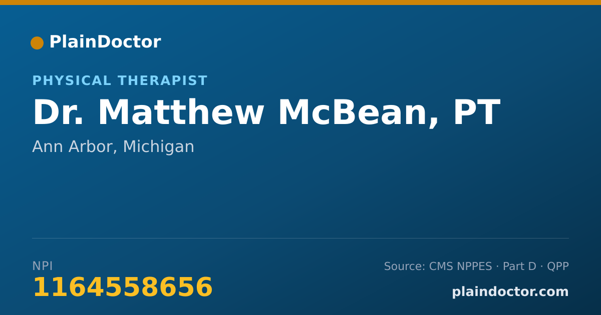 Shareable card for Matthew McBean, PT - Physical Therapist, Ann Arbor, MI