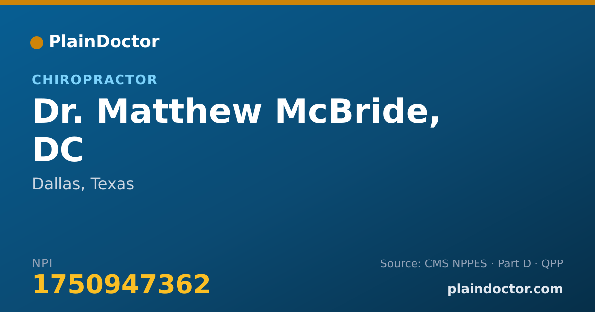 Shareable card for Matthew McBride, DC - Chiropractor, Dallas, TX