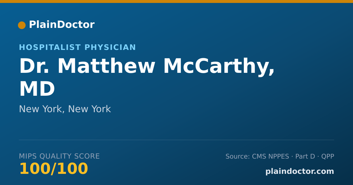 Shareable card for Matthew McCarthy, MD - Hospitalist Physician, New York, NY