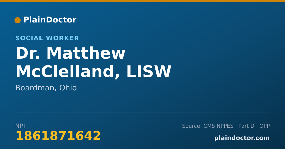Shareable card for Matthew McClelland, LISW - Social Worker, Boardman, OH