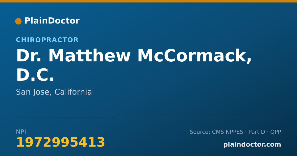 Shareable card for Matthew McCormack, D.C. - Chiropractor, San Jose, CA