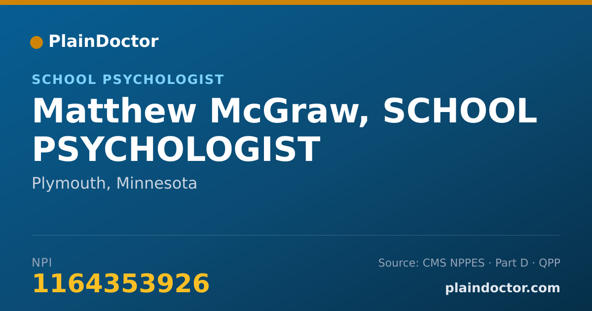 Shareable card for Matthew McGraw, SCHOOL PSYCHOLOGIST - School Psychologist, Plymouth, MN