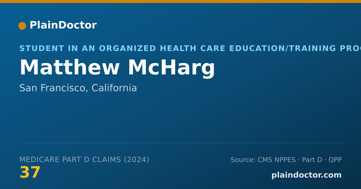 Shareable card for Matthew McHarg - Student in an Organized Health Care Education/Training Program, San Francisco, CA
