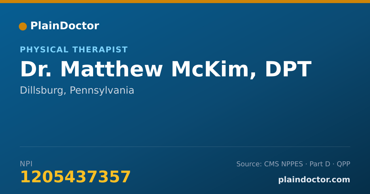 Shareable card for Matthew McKim, DPT - Physical Therapist, Dillsburg, PA