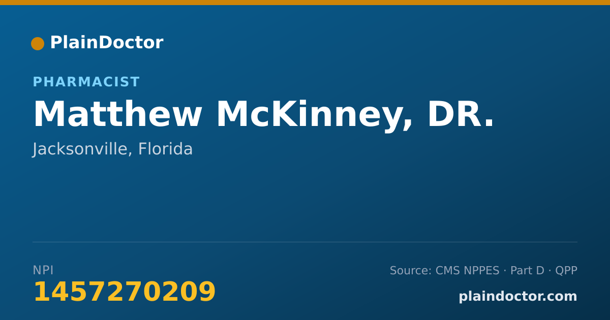 Shareable card for Matthew McKinney, DR. - Pharmacist, Jacksonville, FL