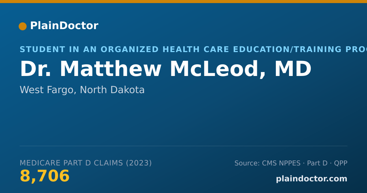 Shareable card for Matthew McLeod, MD - Student in an Organized Health Care Education/Training Program, West Fargo, ND