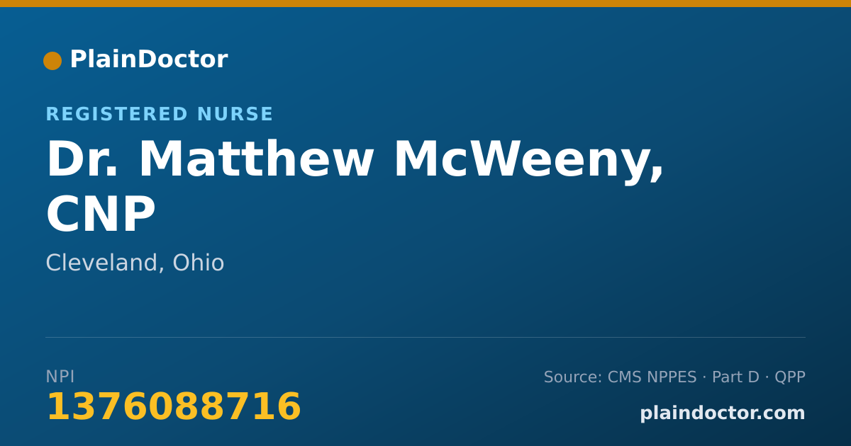 Shareable card for Matthew McWeeny, CNP - Registered Nurse, Cleveland, OH
