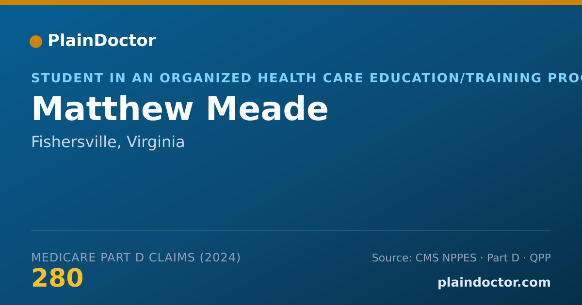 Shareable card for Matthew Meade - Student in an Organized Health Care Education/Training Program, Fishersville, VA