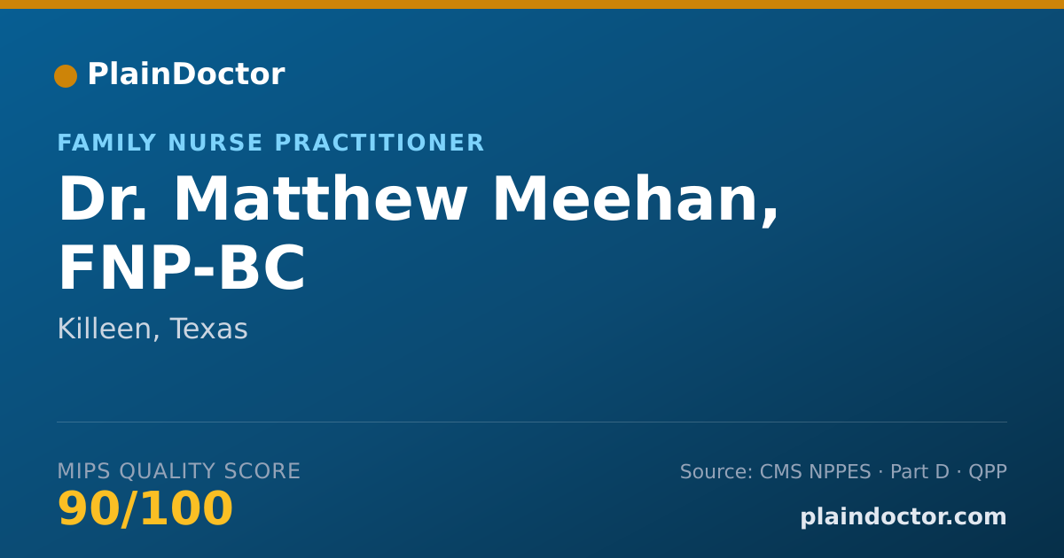 Shareable card for Matthew Meehan, FNP-BC - Family Nurse Practitioner, Killeen, TX