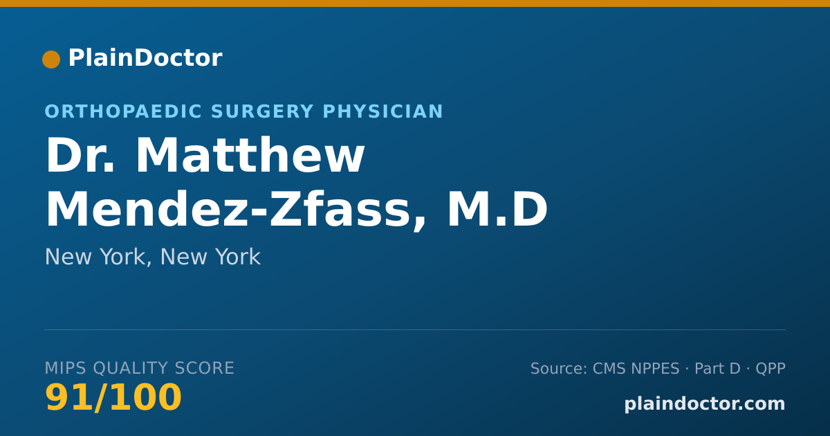 Shareable card for Matthew Mendez-Zfass, M.D - Orthopaedic Surgery Physician, New York, NY