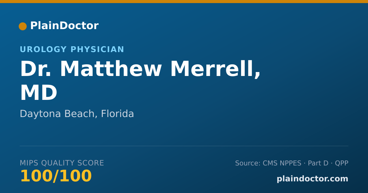 Shareable card for Matthew Merrell, MD - Urology Physician, Daytona Beach, FL