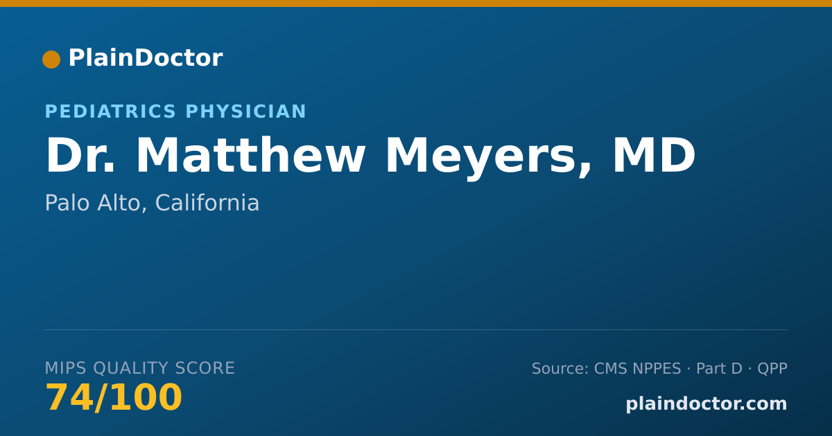 Shareable card for Matthew Meyers, MD - Pediatrics Physician, Palo Alto, CA