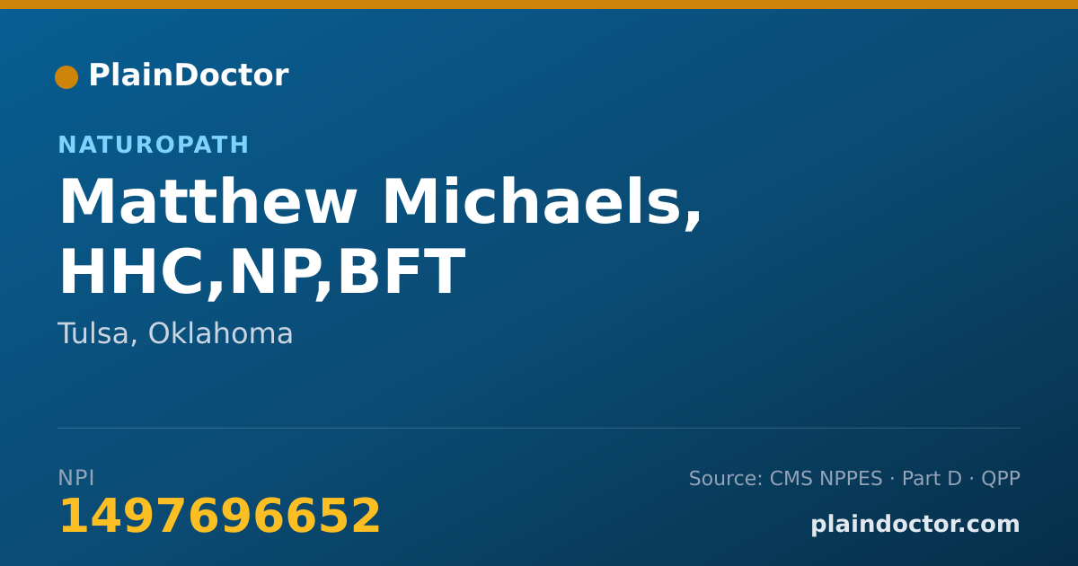 Shareable card for Matthew Michaels, HHC,NP,BFT - Naturopath, Tulsa, OK
