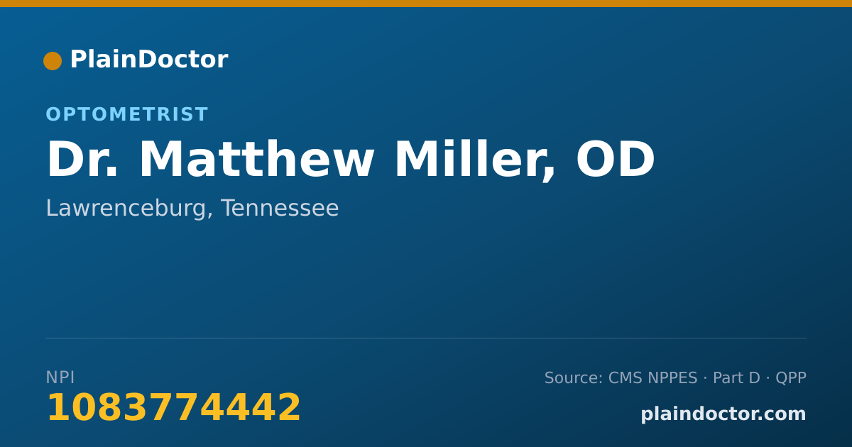 Shareable card for Matthew Miller, OD - Optometrist, Lawrenceburg, TN