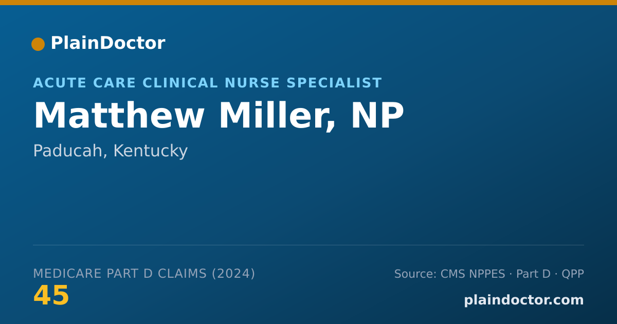 Shareable card for Matthew Miller, NP - Acute Care Clinical Nurse Specialist, Paducah, KY
