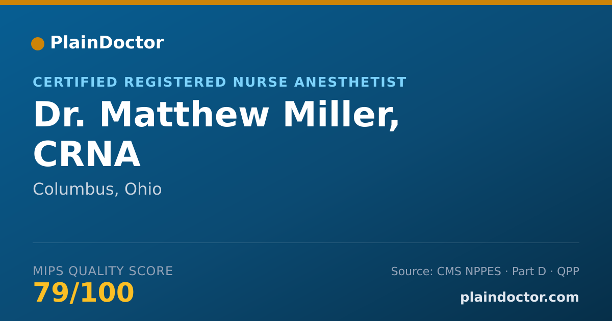 Shareable card for Matthew Miller, CRNA - Certified Registered Nurse Anesthetist, Columbus, OH
