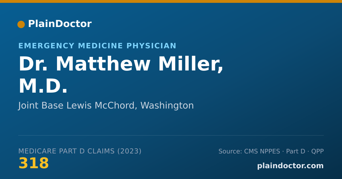 Shareable card for Matthew Miller, M.D. - Emergency Medicine Physician, Joint Base Lewis McChord, WA