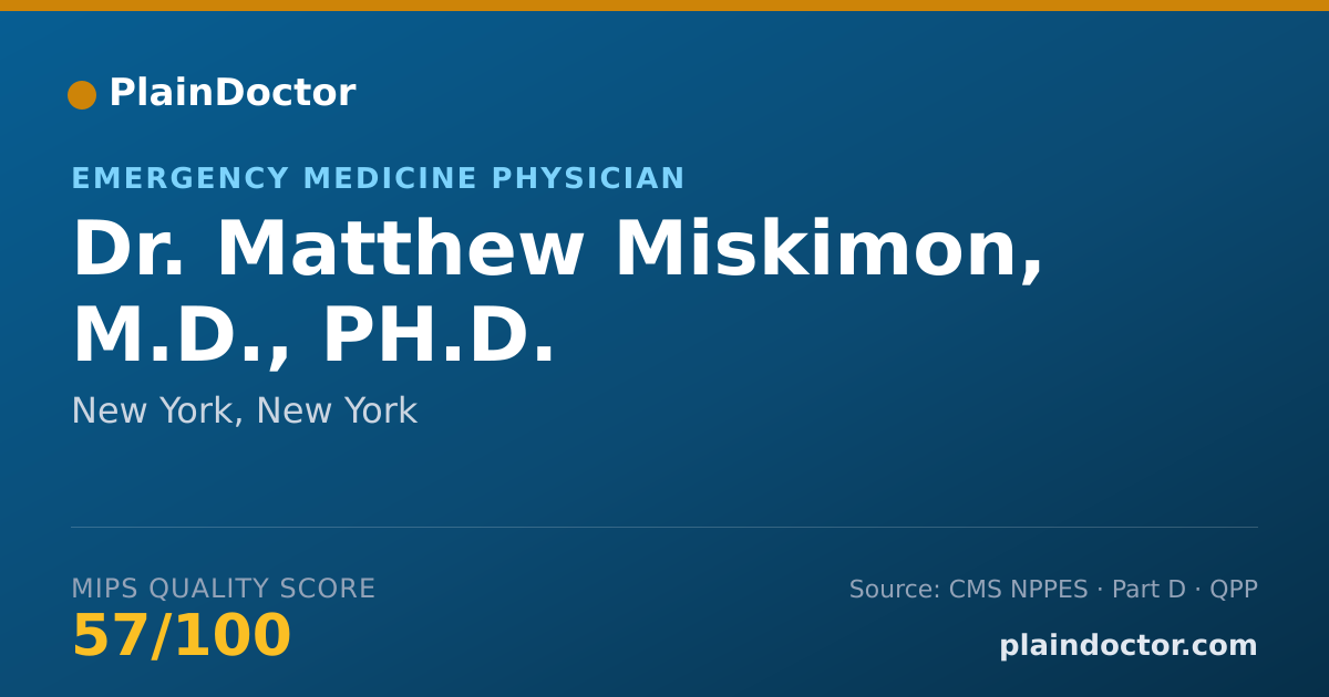 Shareable card for Matthew Miskimon, M.D., PH.D. - Emergency Medicine Physician, New York, NY