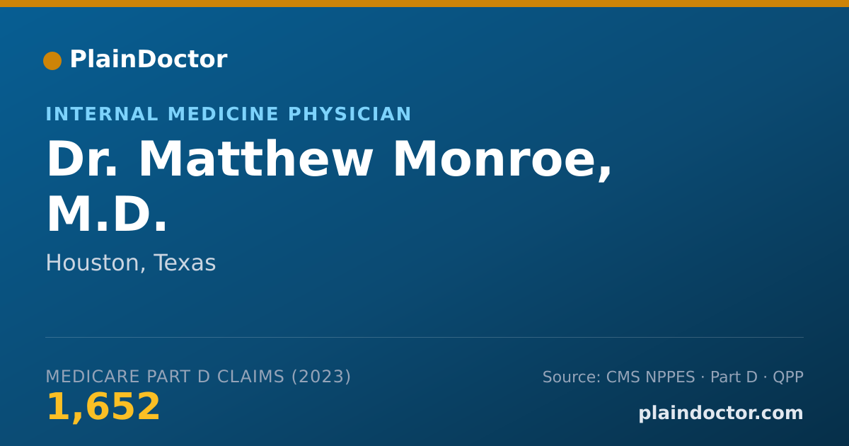 Shareable card for Matthew Monroe, M.D. - Internal Medicine Physician, Houston, TX