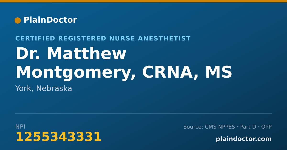 Shareable card for Matthew Montgomery, CRNA, MS - Certified Registered Nurse Anesthetist, York, NE