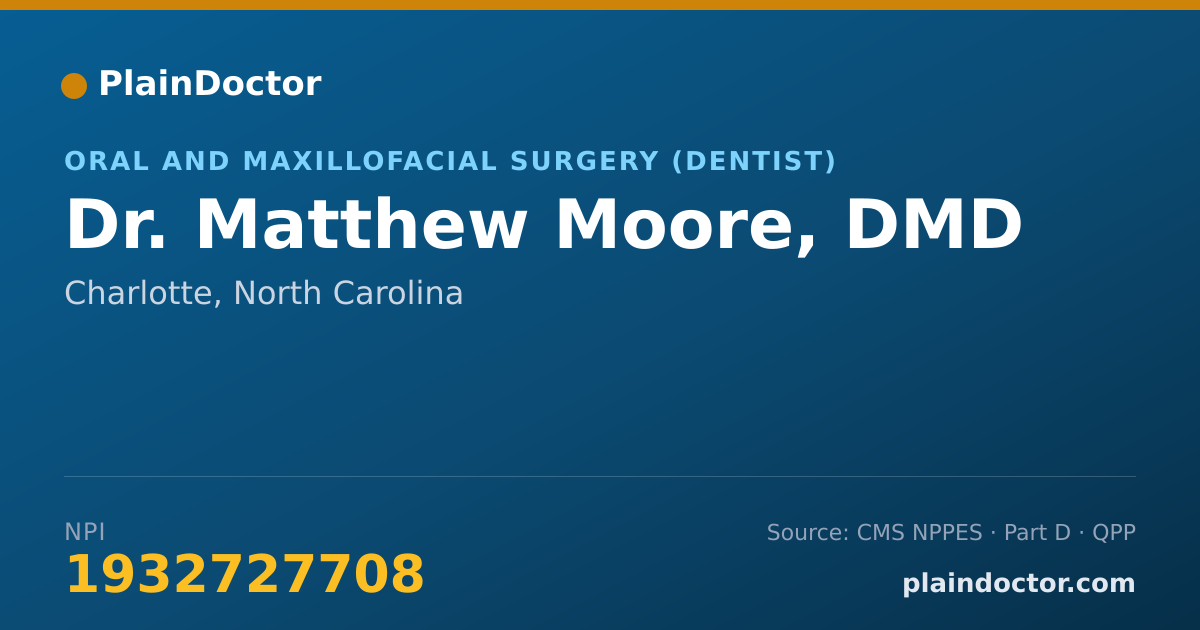 Shareable card for Matthew Moore, DMD - Oral and Maxillofacial Surgery (Dentist), Charlotte, NC