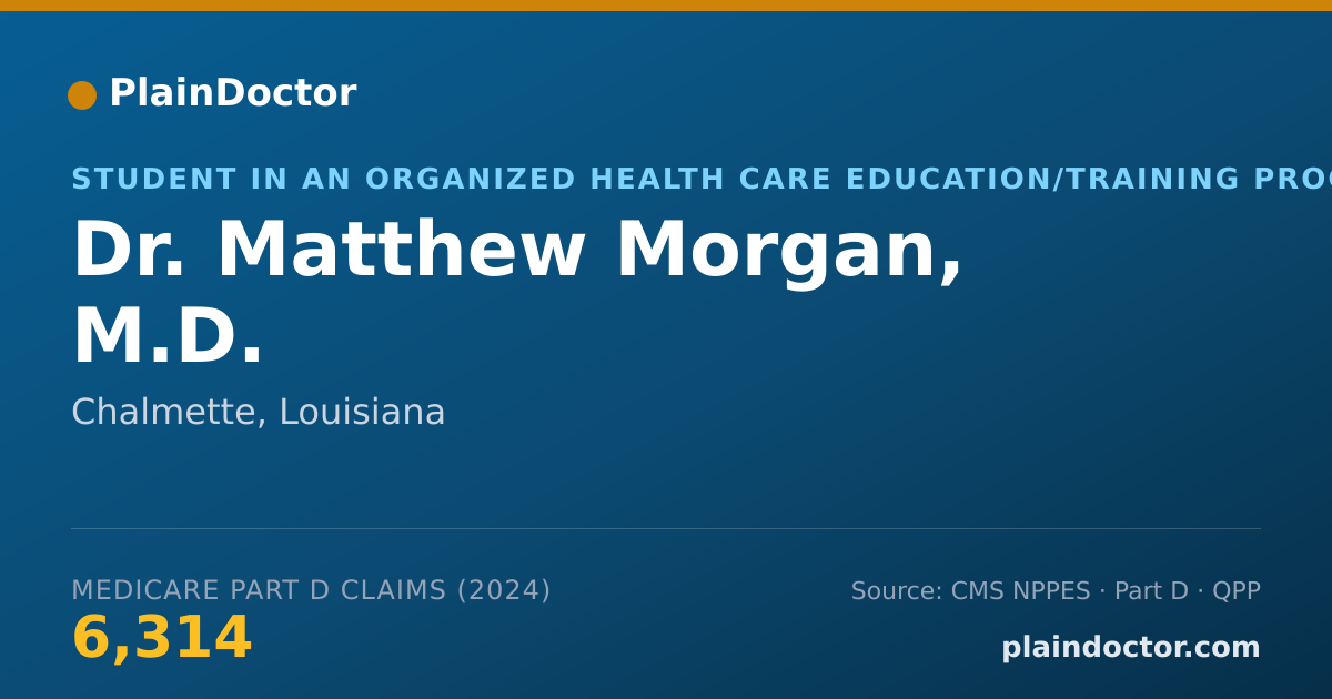 Shareable card for Matthew Morgan, M.D. - Student in an Organized Health Care Education/Training Program, Chalmette, LA