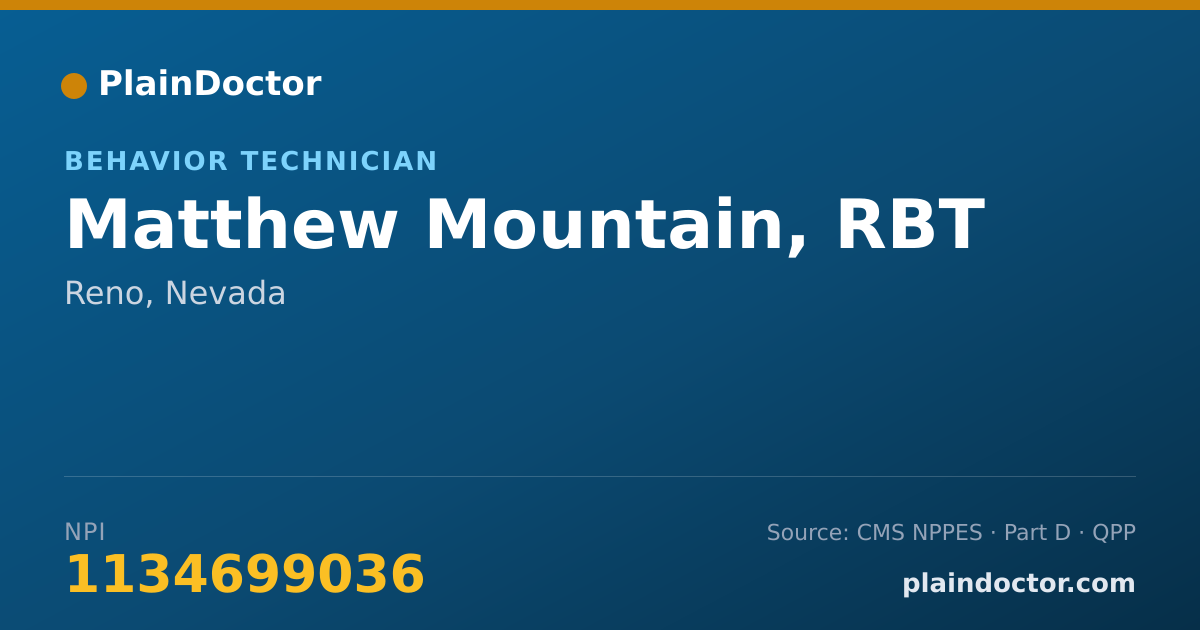 Shareable card for Matthew Mountain, RBT - Behavior Technician, Reno, NV