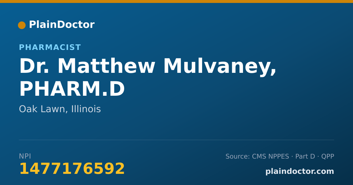 Shareable card for Matthew Mulvaney, PHARM.D - Pharmacist, Oak Lawn, IL