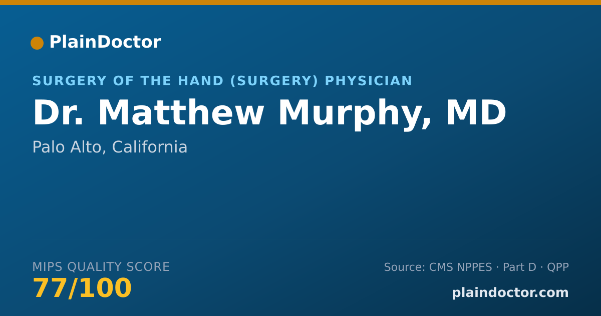 Shareable card for Matthew Murphy, MD - Surgery of the Hand (Surgery) Physician, Palo Alto, CA