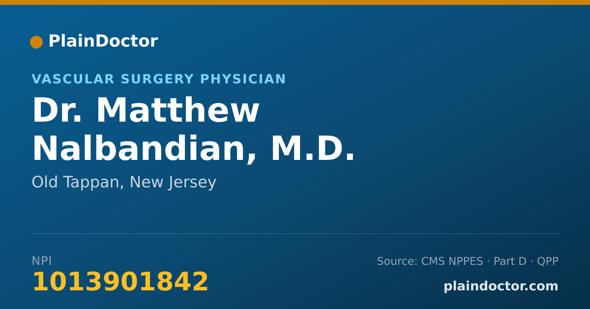 Shareable card for Matthew Nalbandian, M.D. - Vascular Surgery Physician, Old Tappan, NJ