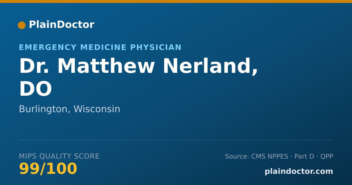 Shareable card for Matthew Nerland, DO - Emergency Medicine Physician, Burlington, WI