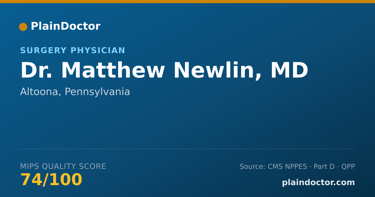 Shareable card for Matthew Newlin, MD - Surgery Physician, Altoona, PA